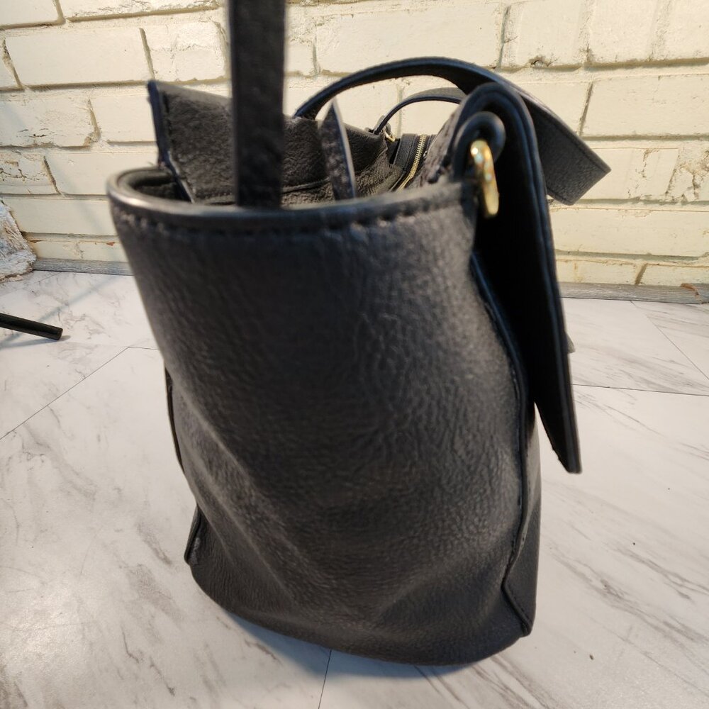 Steve Madden Black Leather Shoulder Bag Handbag Purse Xl - Picture 10 of 15